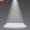 Spotlight isolated on transparent background. Vector glowing light effect with gold rays and beams