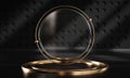 Podium Stage Circle Glass Black Gold Display Product 3D Rendering