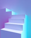 Podium stairs or platform staircase, 3d background for product display. Podium pedestal or stage steps and stand ladder or