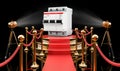 Podium with three-pole miniature circuit breaker, 3D rendering