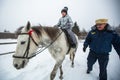 Training of children riding in the framework of revival program of the Cossacks in the Leningrad region. Royalty Free Stock Photo