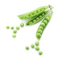 Pods with fresh green peas on white background Royalty Free Stock Photo