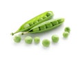 Pods with fresh green peas on white background Royalty Free Stock Photo