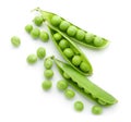 Pods with fresh green peas on white background Royalty Free Stock Photo