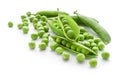 Pods with fresh green peas on white background Royalty Free Stock Photo