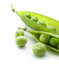 Pods with fresh green peas on white background Royalty Free Stock Photo