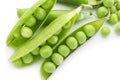 Pods with fresh green peas on white background Royalty Free Stock Photo