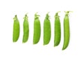 Pods with fresh green peas on white background Royalty Free Stock Photo