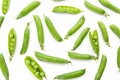 Pods with fresh green peas on white background Royalty Free Stock Photo