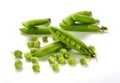 Pods of green peas isolated on a white background. Green ripe fr Royalty Free Stock Photo