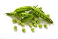 Pods of green peas isolated on a white background. Green ripe fr Royalty Free Stock Photo