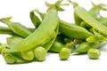 Pods of green peas isolated on a white background. Green, ripe, fresh vegetables. Legumes Royalty Free Stock Photo