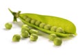 Pods of green peas isolated on a white background. Royalty Free Stock Photo