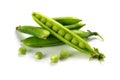 Pods of green peas isolated on a white background. Royalty Free Stock Photo