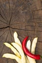pods of white beans, red chilli pepper Royalty Free Stock Photo