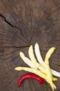 pods of white beans, red chilli pepper Royalty Free Stock Photo