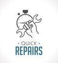 Repairs icon - hand with wrench concept