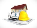 Design and build house construction concept - architect computer tools Royalty Free Stock Photo