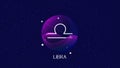 Vector image representing night, starry sky with libra zodiac constellation behind glass sphere with encapsulated libra sign and c