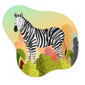 Cute cartoon Zebra. African animal character.