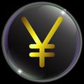 Vector illustration of simple and realistic Japanesse yen currency sign or symbol with gold gradient .