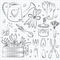 Hand drawn set of garden tools Royalty Free Stock Photo