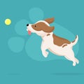 Vector illustration cute dog playing with ball. Royalty Free Stock Photo