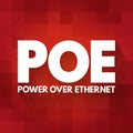 PoE - Power Over Ethernet acronym, technology concept background