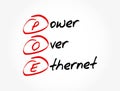 PoE - Power Over Ethernet acronym, technology concept background