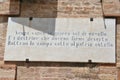 Poem of Giacomo Leopardi on a wall cartel in Recanati Royalty Free Stock Photo