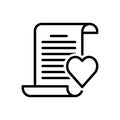 Black line icon for Poem, verse and love Royalty Free Stock Photo