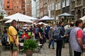 GDANSK, POLAND - August 2018, Unknown people walking on the Mariacka street in the historical part of Gdansk. Royalty Free Stock Photo