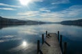 Poertschach - The promenade on the Woerthersee in Carinthia. Ducks on the pier Royalty Free Stock Photo