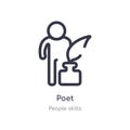 poet outline icon. isolated line vector illustration from people skills collection. editable thin stroke poet icon on white