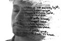 A poetic double exposure paintography portrait adorned with rhymes