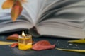 Poetry book with candle Royalty Free Stock Photo