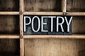 Poetry Concept Metal Letterpress Word in Drawer Royalty Free Stock Photo