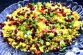 Poha, a popular Indian dish served in a tray