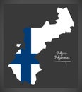 Pohjois-Pohjanmaa map of Finland with Finnish national flag illustration