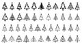 Christmas tree outline icons set. linear style symbols collection, line signs pack. vector graphics.