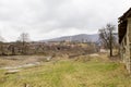 The church and old houses from Poiana Aiudului village Royalty Free Stock Photo