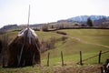 Poiana Marului haystack landscape, rural area, Romania