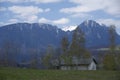 Poiana Marului Village, Brasov, Romania. Viewpoint to Piatra Craiului Mountains