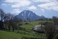 Poiana Marului Village, Brasov, Romania. Viewpoint to Piatra Craiului Mountains