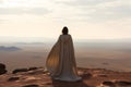 Desert Reverie: Middle Eastern Woman Embracing the Horizon\'s Vastness