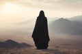 Desert Reverie: Middle Eastern Woman Embracing the Horizon\'s Vastness