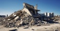 The Poignant Sight of Demolished Building Debris Amidst the City Royalty Free Stock Photo