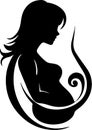 Maternal Glow: Tender Vector Silhouette of a Pregnant Mother