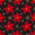 Poinsettia Christmas flowers seamless pattern. Royalty Free Stock Photo