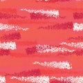 Vector seamless pattern with oil pastel Living Coral strokes and scratches on the coral background. Abstract textured strokes. Royalty Free Stock Photo